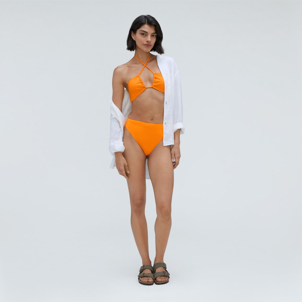 The High-Rise Cheeky Bikini Bottom in Turmeric — detail view