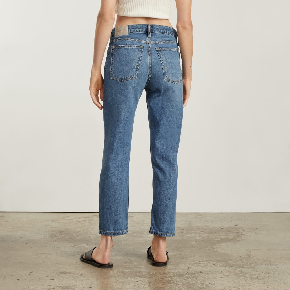 The Super-Soft Relaxed Jean in Mid Blue — detail view