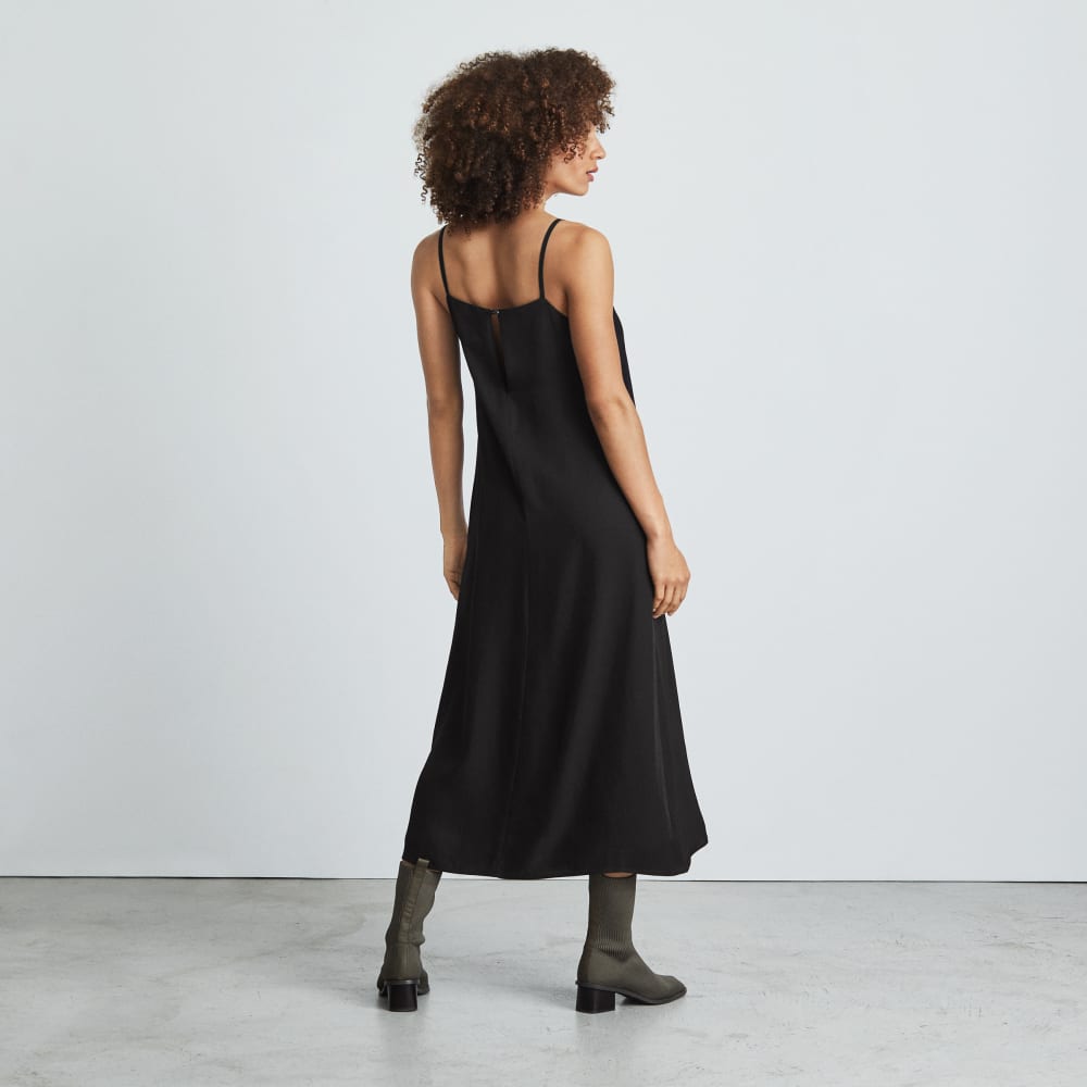 The Japanese GoWeave® Slip Dress in Black — detail view