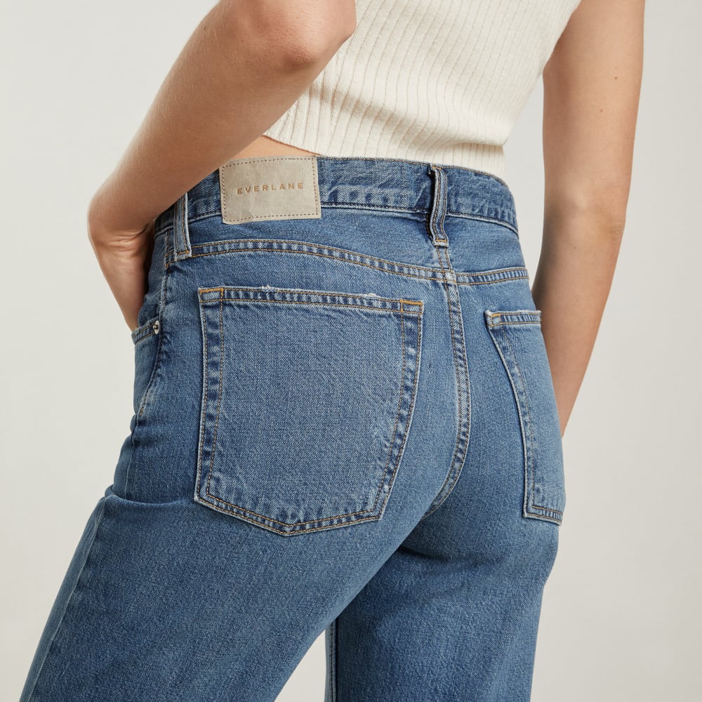 The Super-Soft Relaxed Jean in Mid Blue — detail view