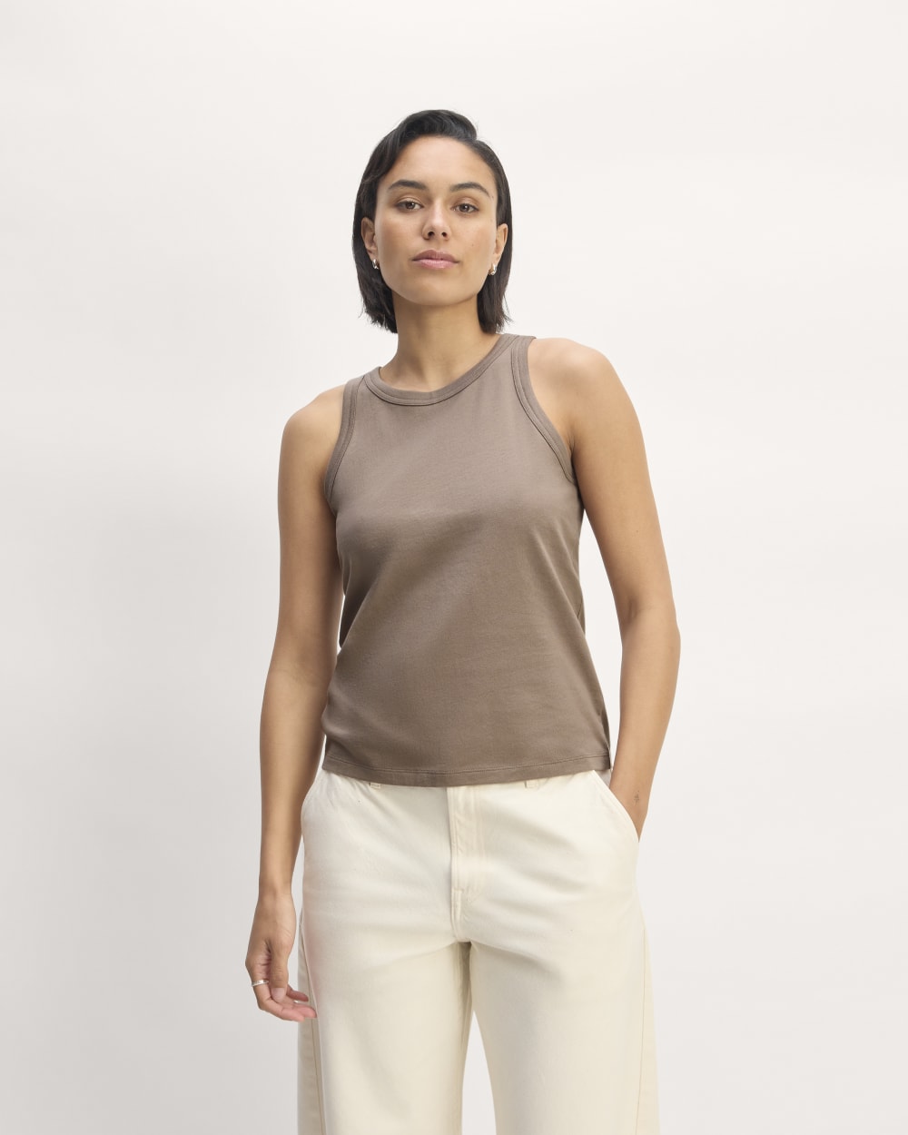 The Tank in Essential Cotton in Clay — alternate view