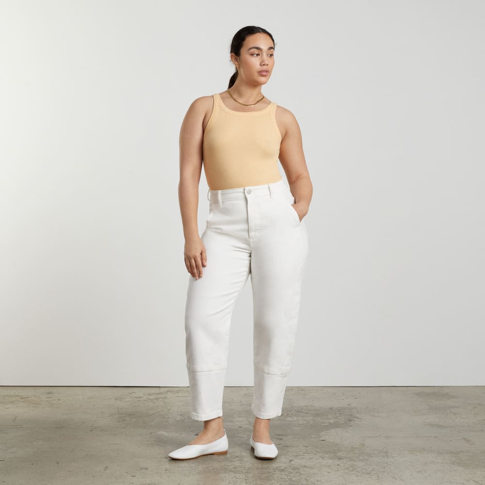 The Pima Micro-Rib Short Tank in Melon — detail view