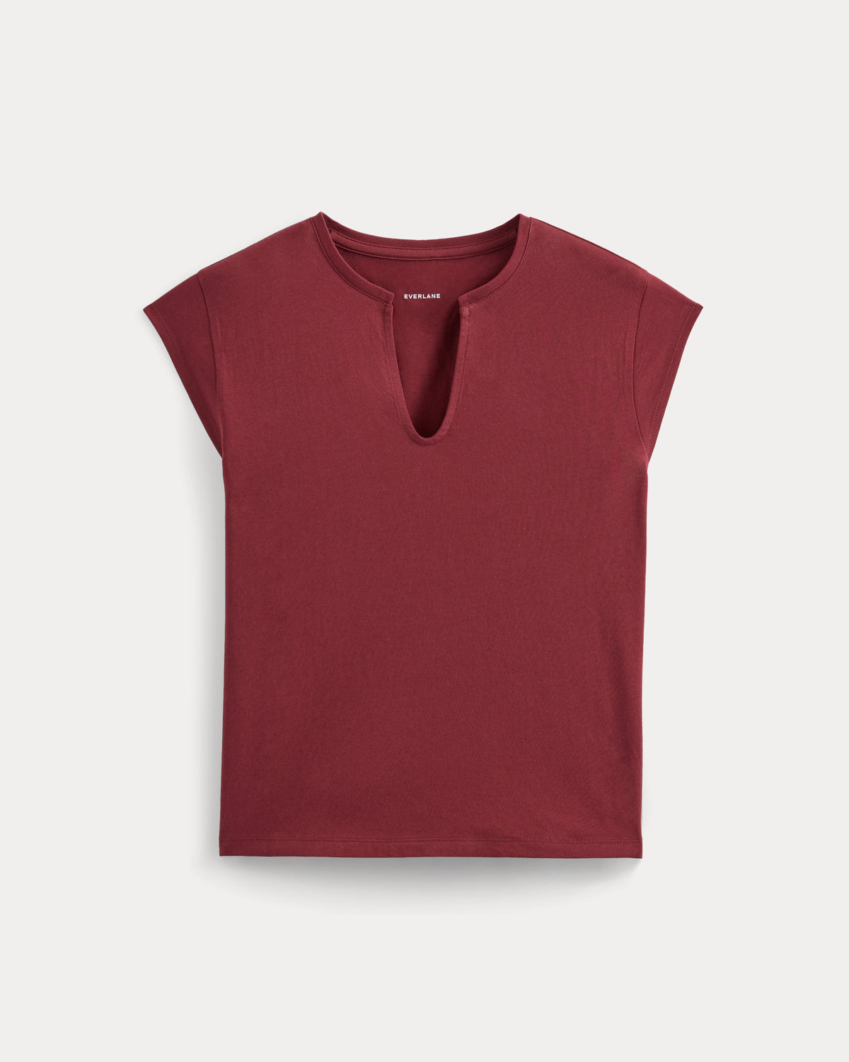 Tie-Back Tee in Organic Cotton in Cabernet — alternate view