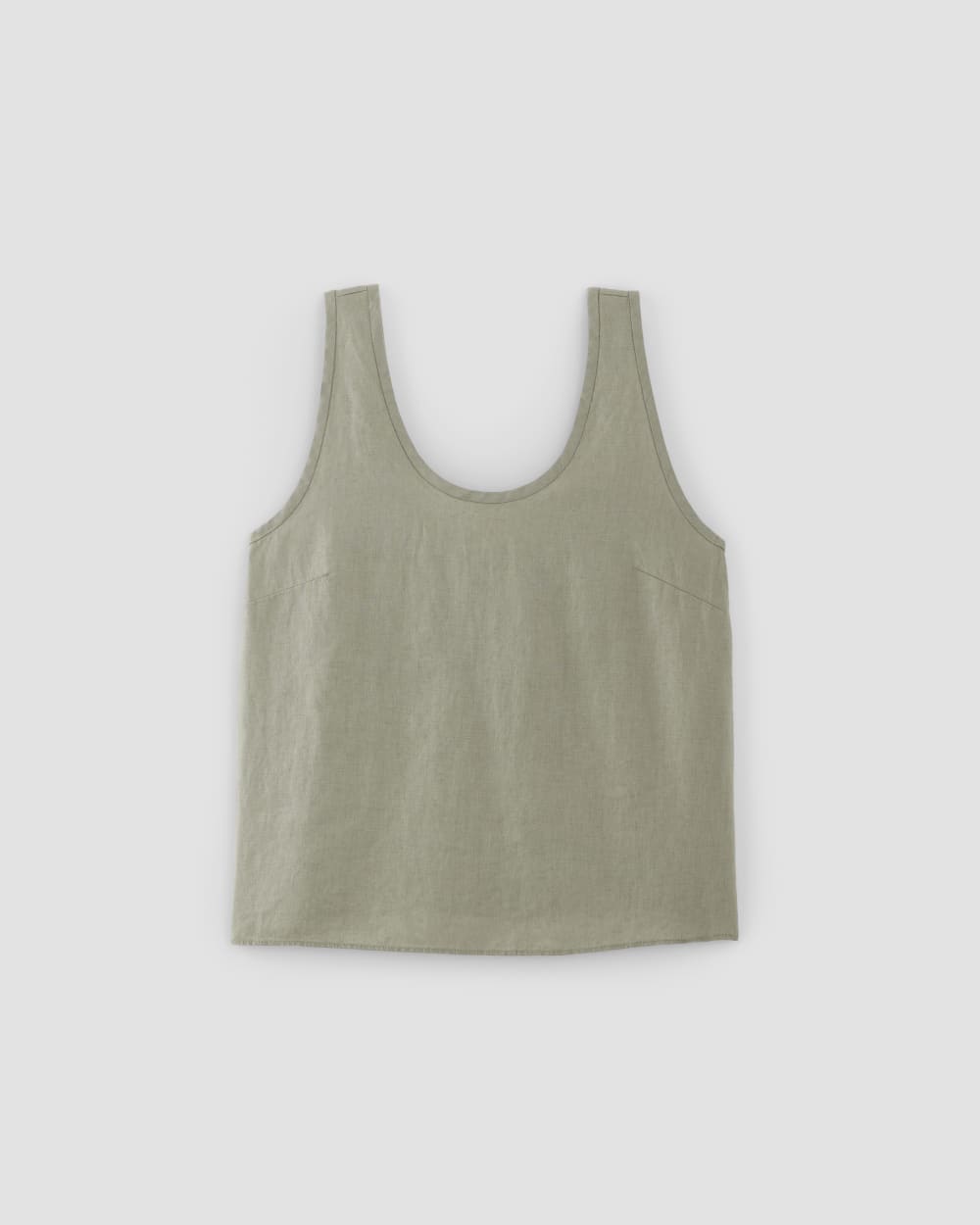 The Scoop Tank in Linen in Sage Green — front view
