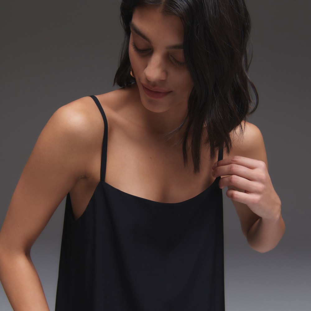 The Japanese GoWeave®  Slip Dress in Black — detail view