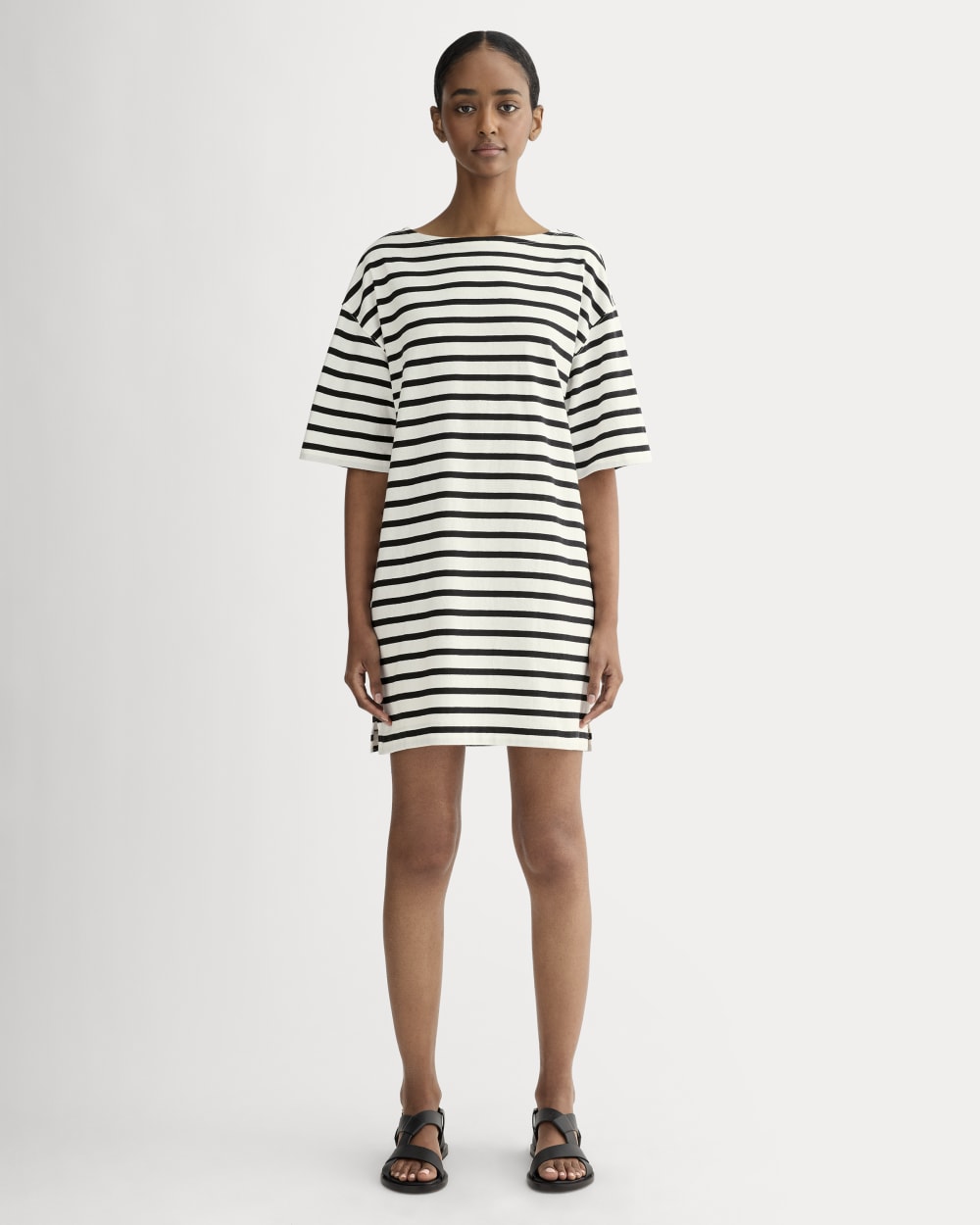 The Mariner Dress in Bone / Black — front view