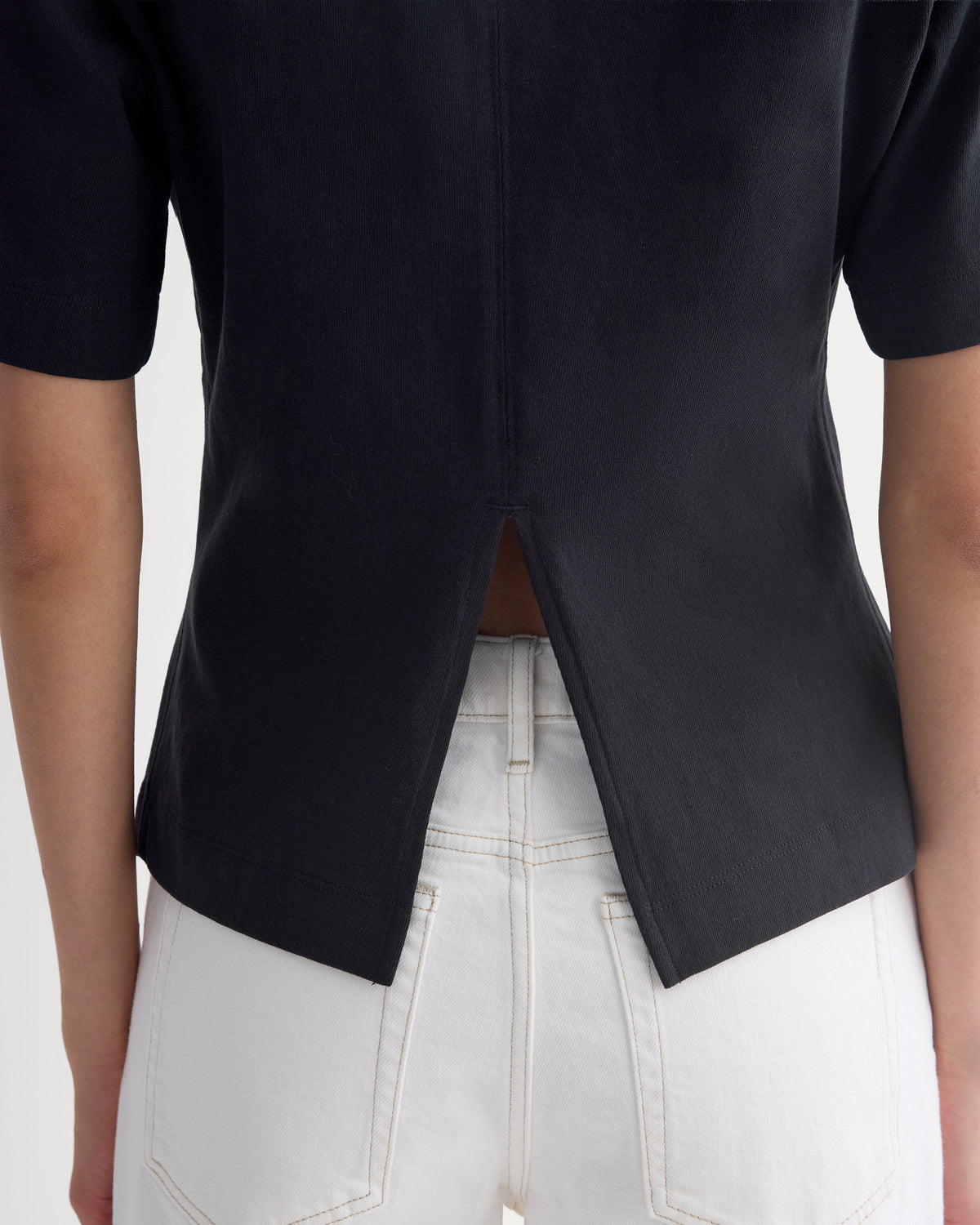 Premium Weight Back Slit Tee in Black — alternate view