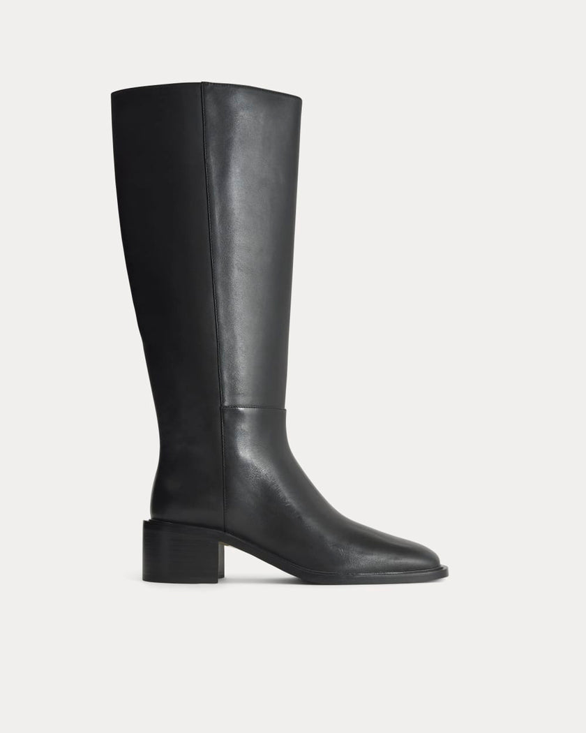 Leather Knee-High City Boot |  Black