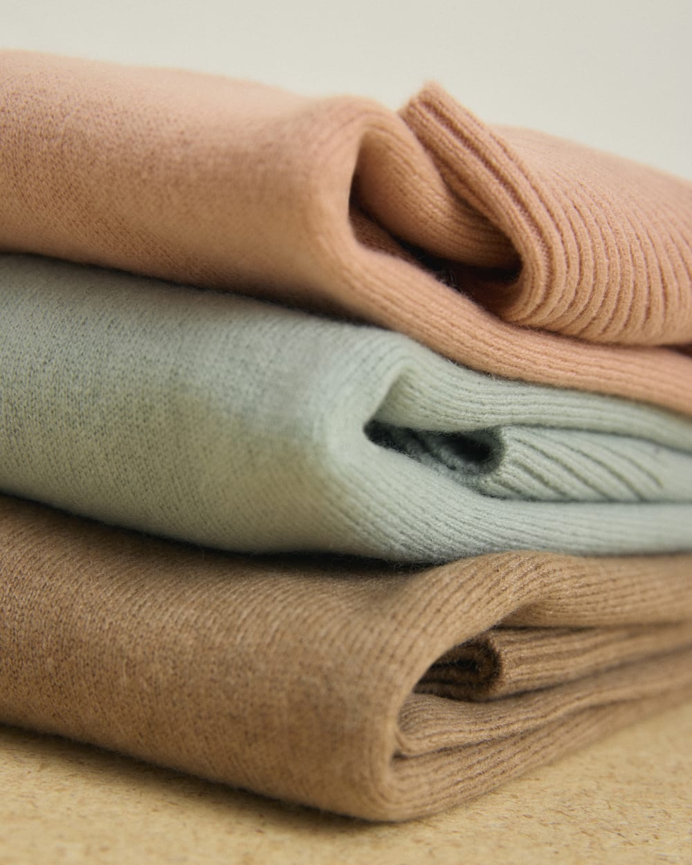 The Classic Crew in Cashmere in Light Sage Green — detail view